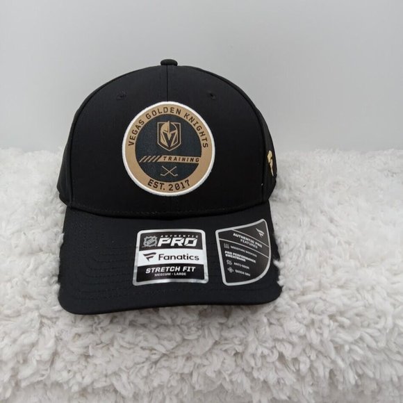 Vegas Golden Knights Hat Mens M/L Black Flex‎ Fitted Pro Training Fanatics - Picture 1 of 6